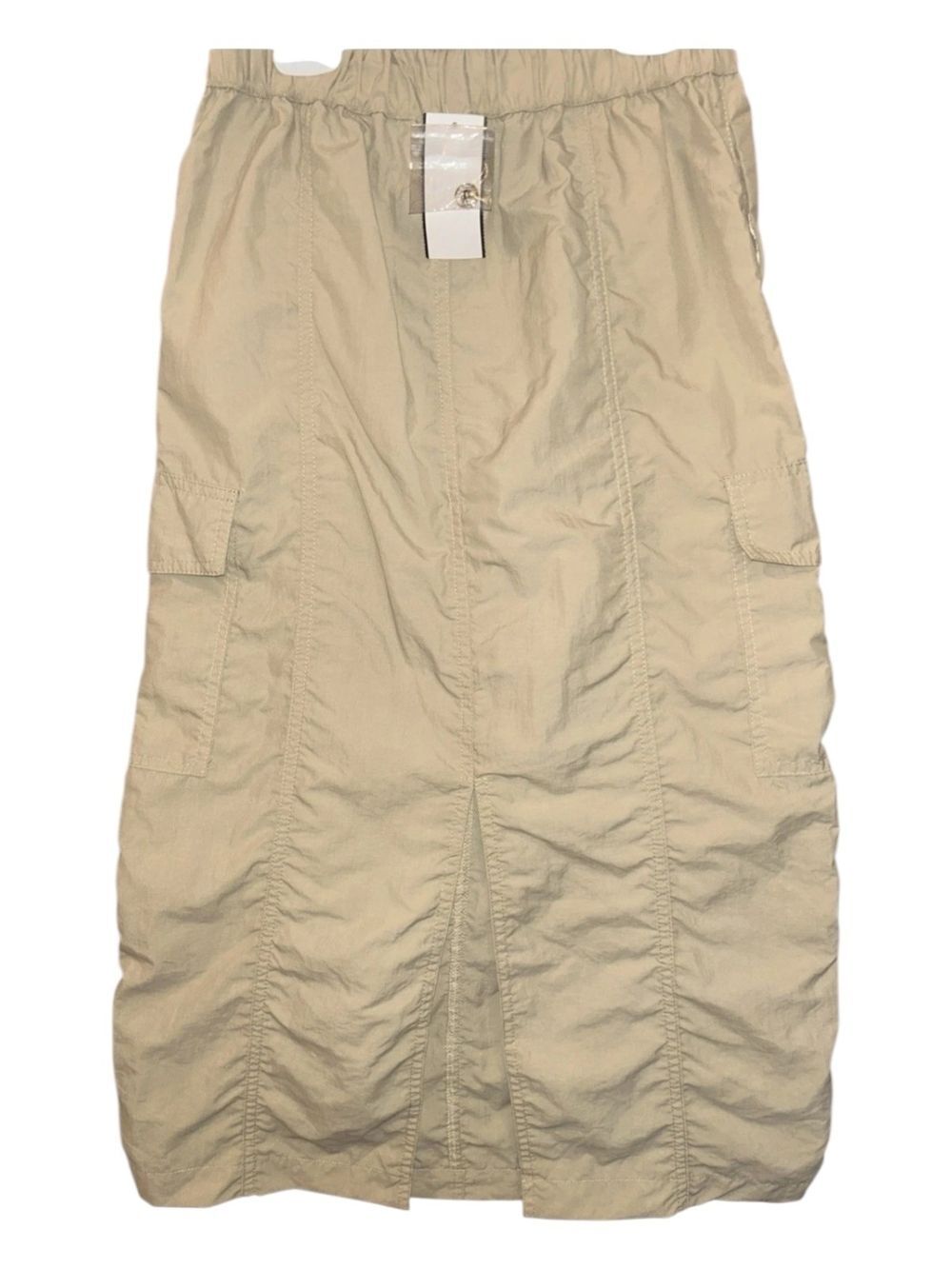 Lush Beige Cargo Utility Maxi Skirt Parachute Drawstring Y2K Gorpcore M - Picture 3 of 6